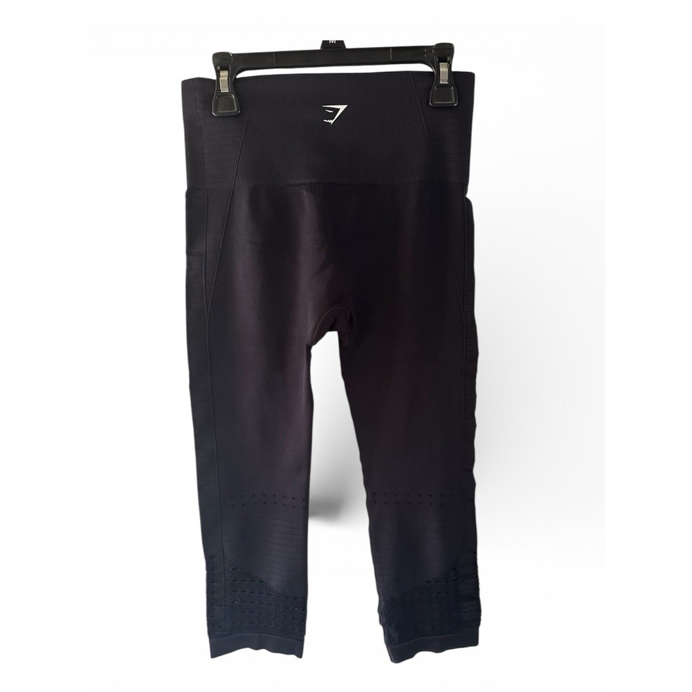 Gymshark Pants Womens Small Black Seamless Capri Leggings Mesh Crop Athletic - Picture 2 of 5